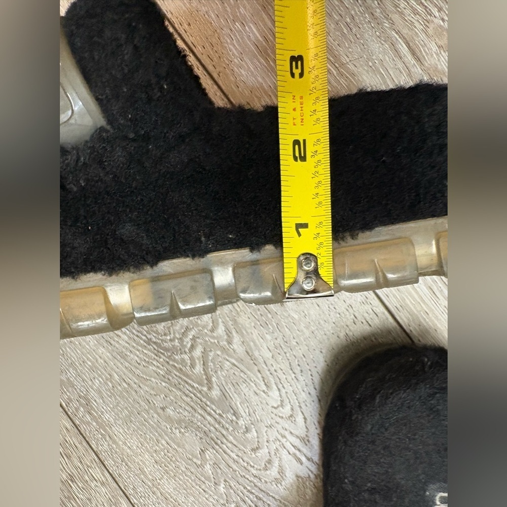 UGG Black Fuzzy Slides with Clear Sole - Picture 9 of 11
